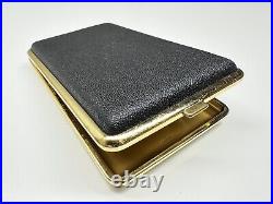 Beautiful vintage made in germany black leather & metal cigarette case