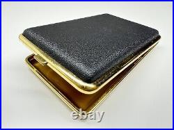 Beautiful vintage made in germany black leather & metal cigarette case