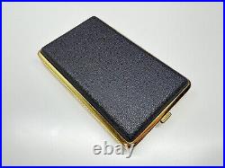 Beautiful vintage made in germany black leather & metal cigarette case