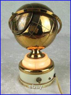 Brass Globe Cigarette Holder Stash Box Lighted Vintage Mid Century Modern