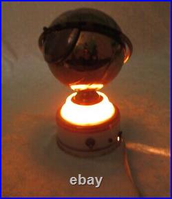 Brass Globe Cigarette Holder Stash Box Lighted Vintage Mid Century Modern