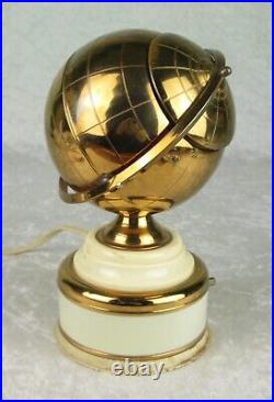 Brass Globe Cigarette Holder Stash Box Lighted Vintage Mid Century Modern