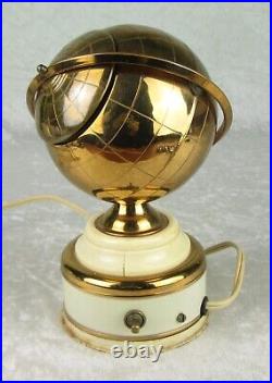 Brass Globe Cigarette Holder Stash Box Lighted Vintage Mid Century Modern