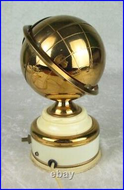 Brass Globe Cigarette Holder Stash Box Lighted Vintage Mid Century Modern