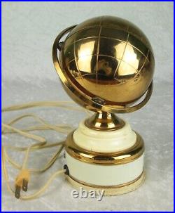 Brass Globe Cigarette Holder Stash Box Lighted Vintage Mid Century Modern