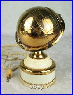 Brass Globe Cigarette Holder Stash Box Lighted Vintage Mid Century Modern