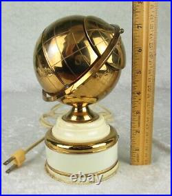 Brass Globe Cigarette Holder Stash Box Lighted Vintage Mid Century Modern