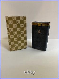 Buxton Blue Faux Crocodile Skin & Brass Cigarette Case +Box Vintage