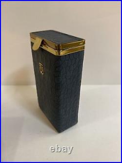 Buxton Blue Faux Crocodile Skin & Brass Cigarette Case +Box Vintage