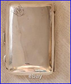 Cigarette Case Solid Silver Vintage 1920s curved rectangular Hallmark Birmingham