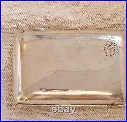 Cigarette Case Solid Silver Vintage 1920s curved rectangular Hallmark Birmingham