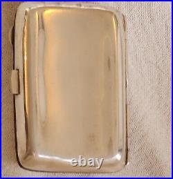 Cigarette Case Solid Silver Vintage 1920s curved rectangular Hallmark Birmingham