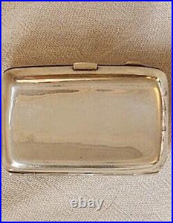 Cigarette Case Solid Silver Vintage 1920s curved rectangular Hallmark Birmingham