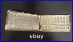 Elgin American Cigarette Metal Case Hinged Art Deco MCM Holographic Pattern VTG