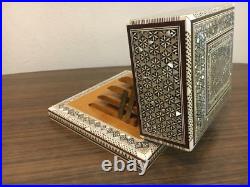 Handmade, Vintage, Wooden Cigarette Case, Wood case, Inlaid Mother of Pearl