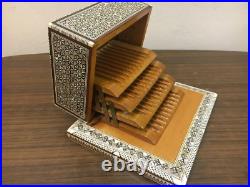 Handmade, Vintage, Wooden Cigarette Case, Wood case, Inlaid Mother of Pearl