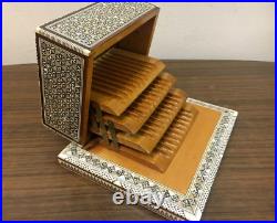 Handmade, Vintage, Wooden Cigarette Case, Wood case, Inlaid Mother of Pearl