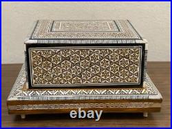 Handmade, Vintage, Wooden Cigarette Case, Wood case, Inlaid Shell with Music