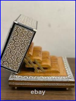 Handmade, Vintage, Wooden Cigarette Case, Wood case, Inlaid Shell with Music