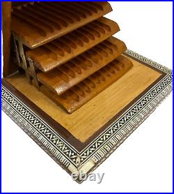 Handmade, Vintage, Wooden Cigarette Case, Wood case, Shell Inlay with Music