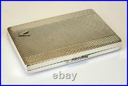 Handsome MCM'60s German Mini Box Form 830 Silver Stash Pill Case w 14K Gold V