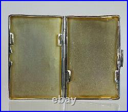 Handsome MCM'60s German Mini Box Form 830 Silver Stash Pill Case w 14K Gold V