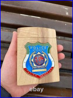 IPA INTERNATIONAL POLICE Italian Section wooden cigarette case vintage