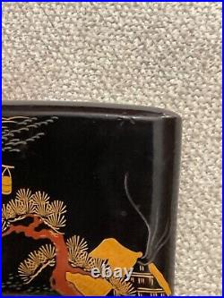 Japanese Cigarette Case Lacquered Farm Scene Vintage