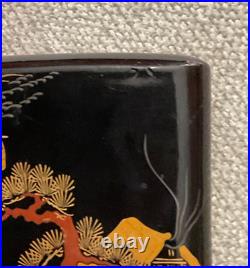 Japanese Cigarette Case Lacquered Farm Scene Vintage