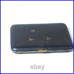 Japanese Small Komai Style Gold Damascene Cigarette Case 2 1/2 x 3 1/8 VTG