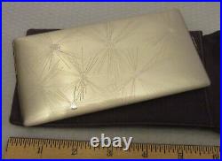 MCM 50s vtg etched starburst ELGIN AMERICAN STERLING SILVER CIGARETTE CASE 6