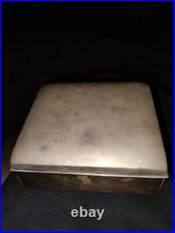 Poole Vintage Sterling Plated Model 2000 Cigarette Box. Wood Lined. Un Cleaned