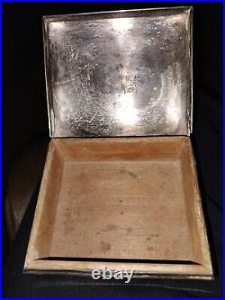 Poole Vintage Sterling Plated Model 2000 Cigarette Box. Wood Lined. Un Cleaned