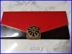 RARE RED Large Vintage Card Case Brass Clasp German Bauhaus Deco Beautiful