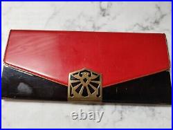 RARE RED Large Vintage Card Case Brass Clasp German Bauhaus Deco Beautiful