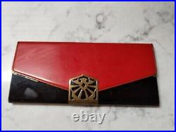 RARE RED Large Vintage Card Case Brass Clasp German Bauhaus Deco Beautiful