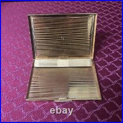 RARE VINTAGE Evans Guilloche Cigarette / Card Case Enamel 1950s Floral Design