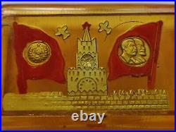 RARE Vintage Art USSR made prison NKVD cigarette case Lenin Stalin, 1937-1946