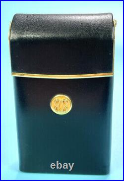 RARE Vintage BOSCA Cigarette Elevator Lift Black Leather Gold Full Grain Case