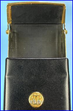 RARE Vintage BOSCA Cigarette Elevator Lift Black Leather Gold Full Grain Case