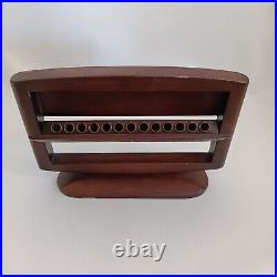 RARE Vintage Cigarette Holder Dispenser Box Wood Swivels Open Country Scene