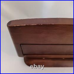 RARE Vintage Cigarette Holder Dispenser Box Wood Swivels Open Country Scene