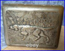 RARE Vintage SOVIET USSR Cigarette case HOLDER BOX dog birds hunting