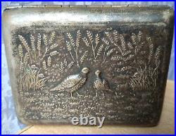 RARE Vintage SOVIET USSR Cigarette case HOLDER BOX dog birds hunting