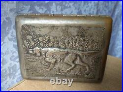 RARE Vintage SOVIET USSR Cigarette case HOLDER BOX dog birds hunting