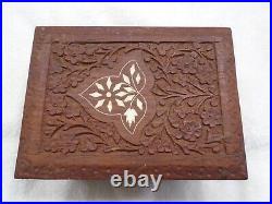 Rare Vintage Carved Wooden Cigarette Box / Case, Antique cigarette dispenser 70s