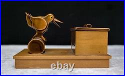 Rare Vintage Cigarette Dispenser Mechanical Wooden Box Bird Bobbing Working Duck