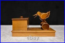 Rare Vintage Cigarette Dispenser Mechanical Wooden Box Bird Bobbing Working Duck