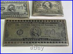 Set of 3 Vintage Cigarette Holders with US Currency Image Engraved