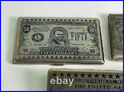 Set of 3 Vintage Cigarette Holders with US Currency Image Engraved